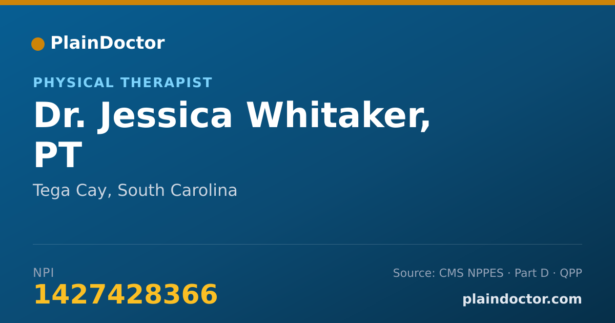 Shareable card for Jessica Whitaker, PT - Physical Therapist, Tega Cay, SC