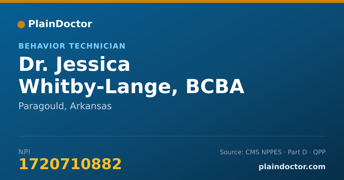 Shareable card for Jessica Whitby-Lange, BCBA - Behavior Technician, Paragould, AR