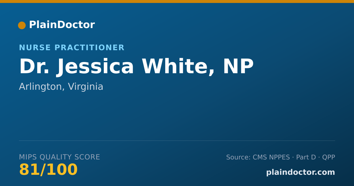 Shareable card for Jessica White, NP - Nurse Practitioner, Arlington, VA