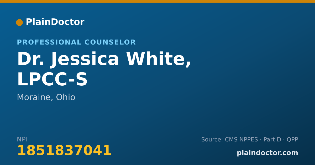Shareable card for Jessica White, LPCC-S - Professional Counselor, Moraine, OH