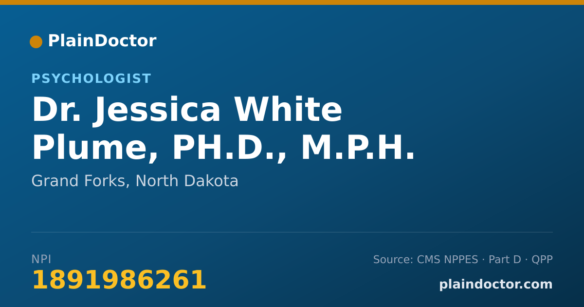 Shareable card for Jessica White Plume, PH.D., M.P.H. - Psychologist, Grand Forks, ND