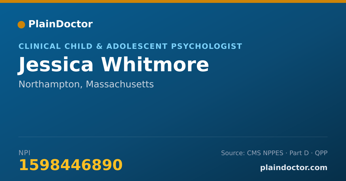 Shareable card for Jessica Whitmore - Clinical Child & Adolescent Psychologist, Northampton, MA