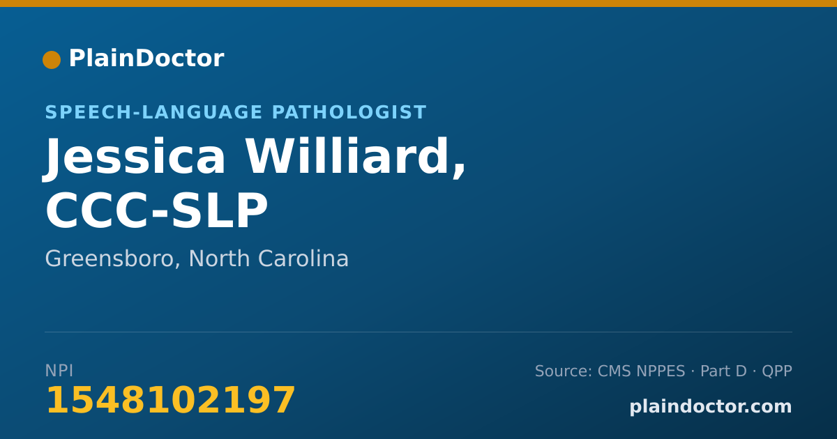 Shareable card for Jessica Williard, CCC-SLP - Speech-Language Pathologist, Greensboro, NC