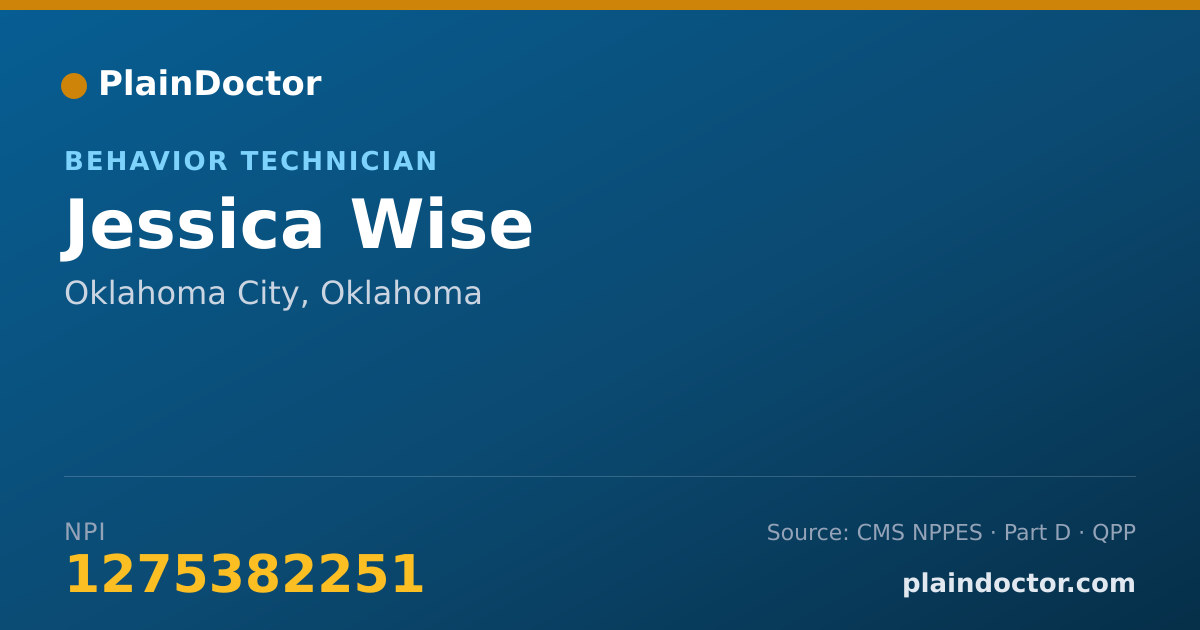 Shareable card for Jessica Wise - Behavior Technician, Oklahoma City, OK