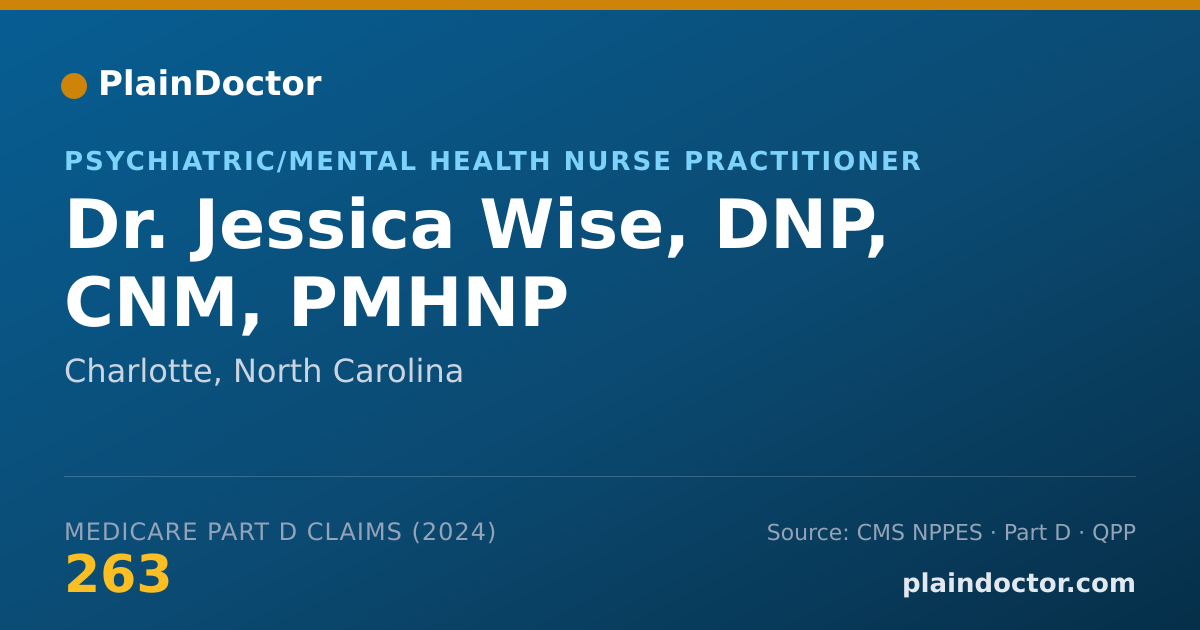 Shareable card for Jessica Wise, DNP, CNM, PMHNP - Psychiatric/Mental Health Nurse Practitioner, Charlotte, NC