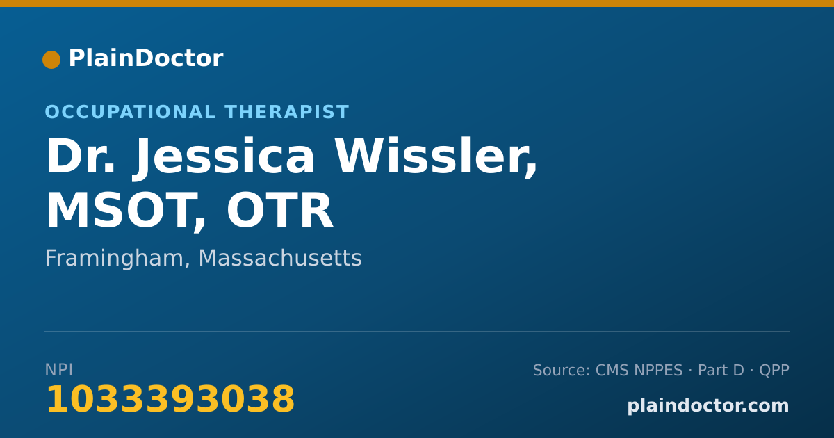 Shareable card for Jessica Wissler, MSOT, OTR - Occupational Therapist, Framingham, MA