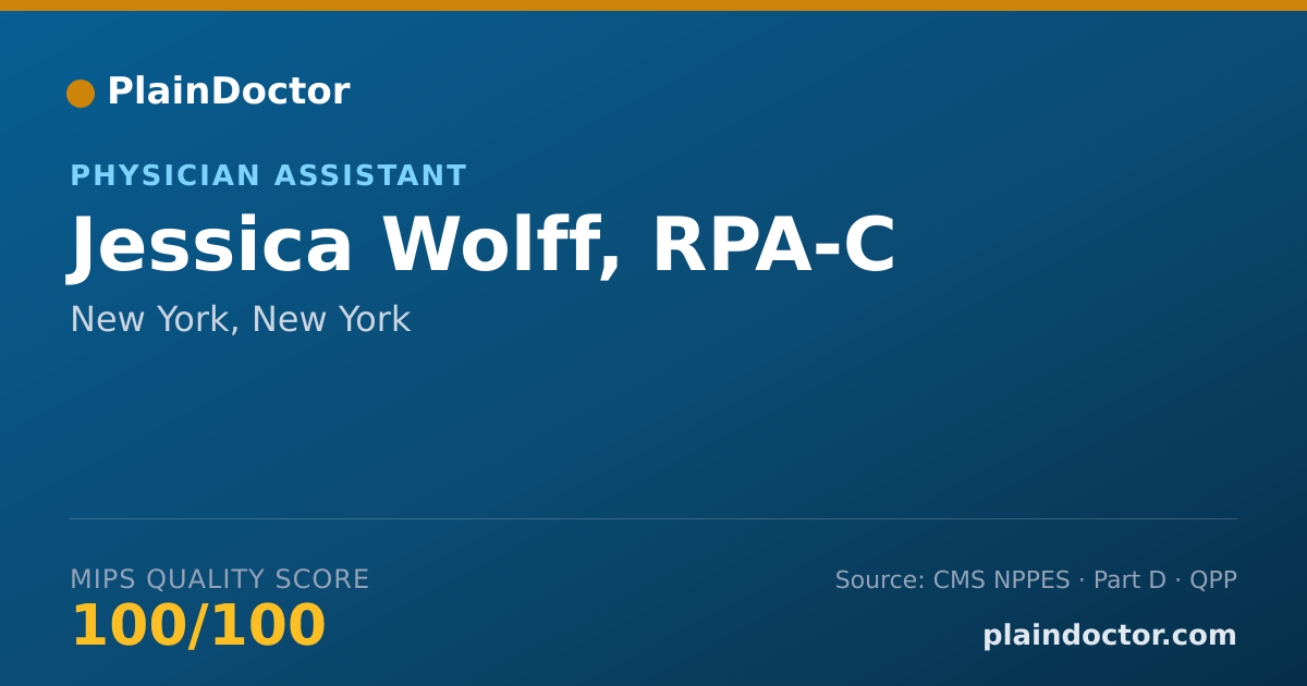 Shareable card for Jessica Wolff, RPA-C - Physician Assistant, New York, NY