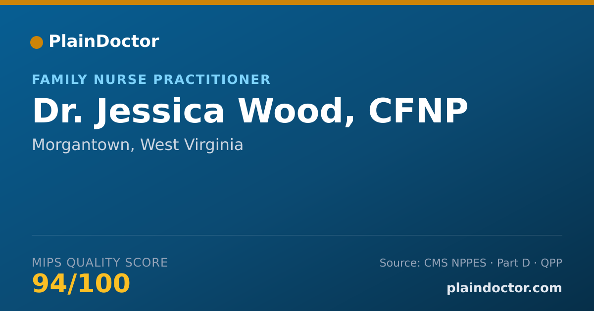 Shareable card for Jessica Wood, CFNP - Family Nurse Practitioner, Morgantown, WV