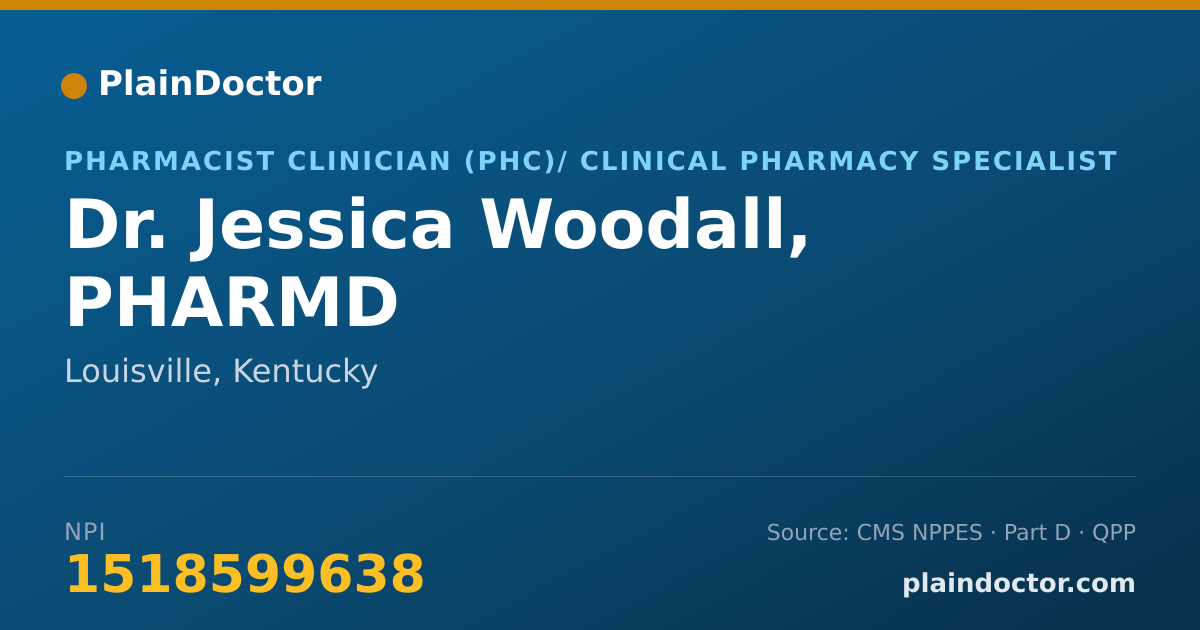 Shareable card for Jessica Woodall, PHARMD - Pharmacist Clinician (PhC)/ Clinical Pharmacy Specialist, Louisville, KY