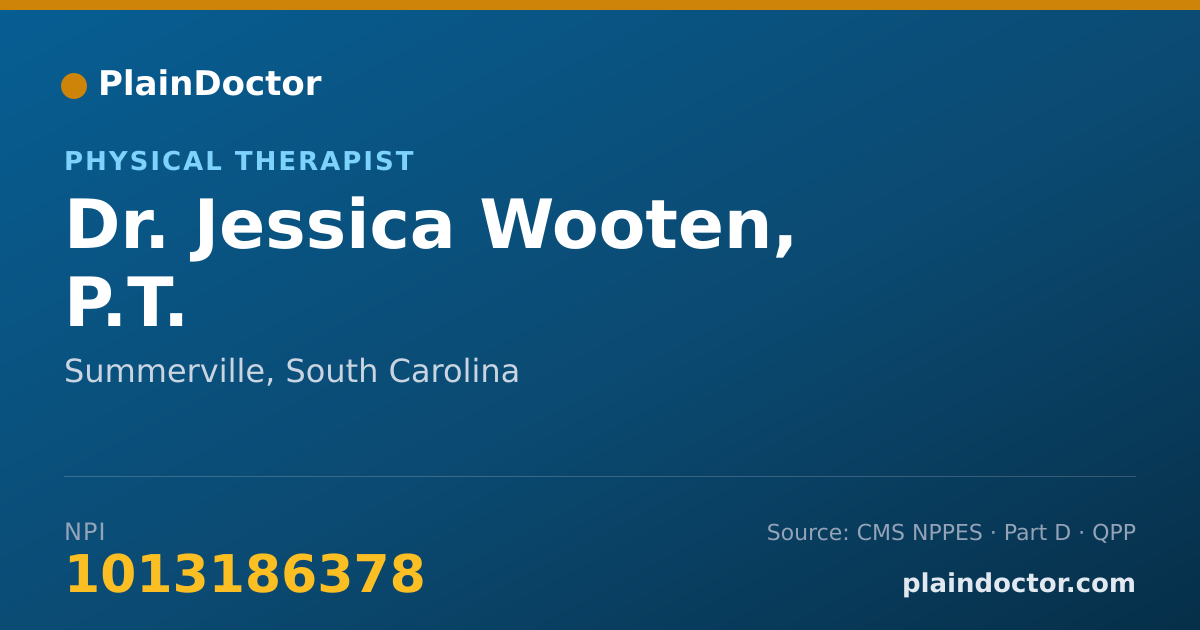 Shareable card for Jessica Wooten, P.T. - Physical Therapist, Summerville, SC