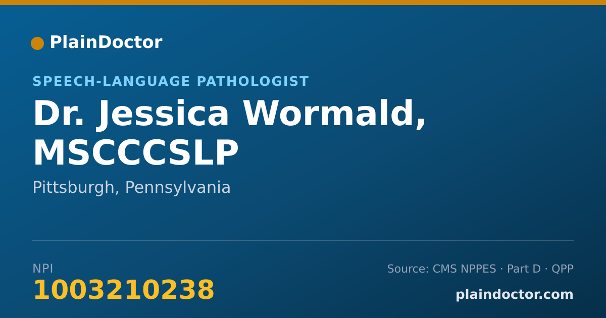 Shareable card for Jessica Wormald, MSCCCSLP - Speech-Language Pathologist, Pittsburgh, PA