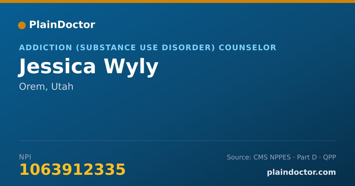 Shareable card for Jessica Wyly - Addiction (Substance Use Disorder) Counselor, Orem, UT
