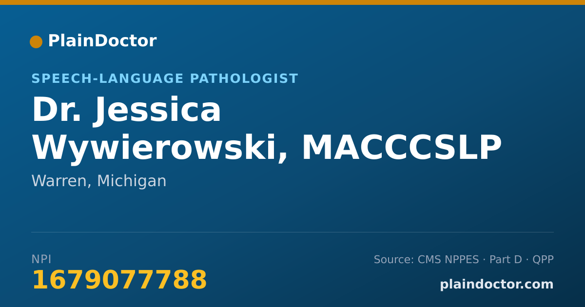 Shareable card for Jessica Wywierowski, MACCCSLP - Speech-Language Pathologist, Warren, MI
