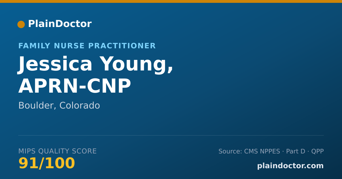 Shareable card for Jessica Young, APRN-CNP - Family Nurse Practitioner, Boulder, CO