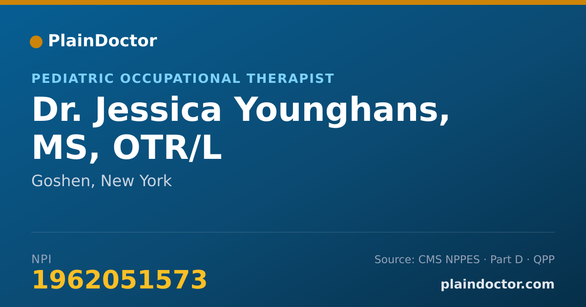 Shareable card for Jessica Younghans, MS, OTR/L - Pediatric Occupational Therapist, Goshen, NY