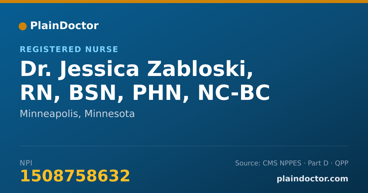 Shareable card for Jessica Zabloski, RN, BSN, PHN, NC-BC - Registered Nurse, Minneapolis, MN