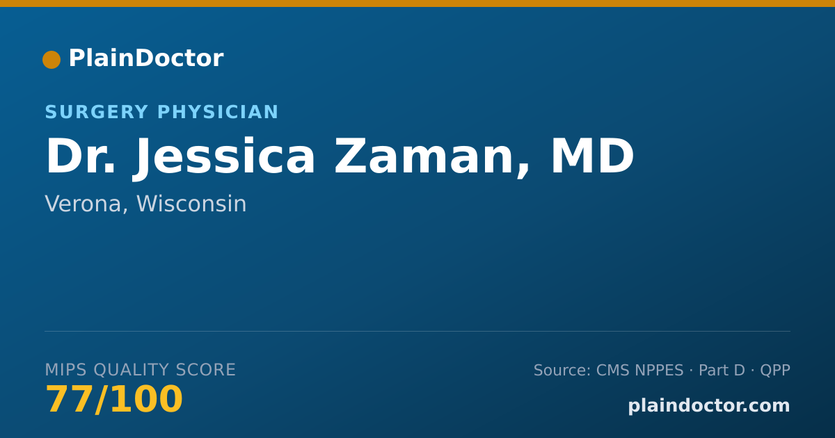 Shareable card for Jessica Zaman, MD - Surgery Physician, Verona, WI