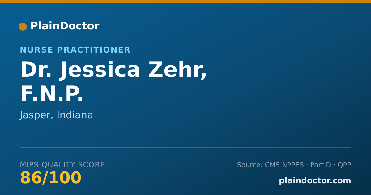 Shareable card for Jessica Zehr, F.N.P. - Nurse Practitioner, Jasper, IN
