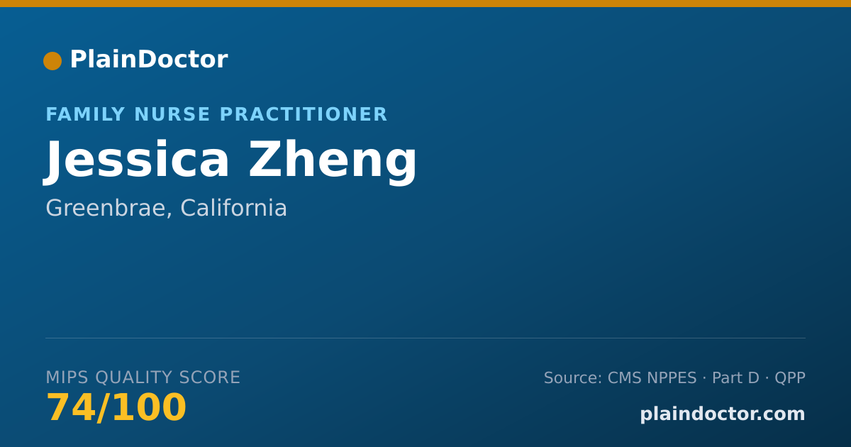 Shareable card for Jessica Zheng - Family Nurse Practitioner, Greenbrae, CA