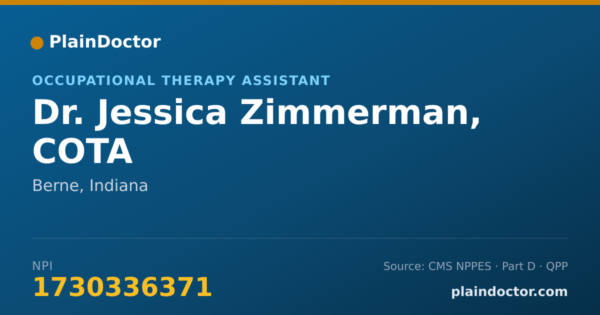 Shareable card for Jessica Zimmerman, COTA - Occupational Therapy Assistant, Berne, IN