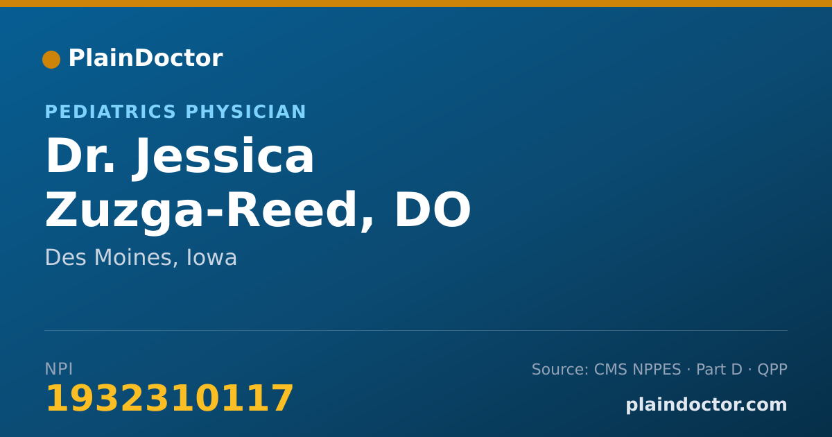 Shareable card for Jessica Zuzga-Reed, DO - Pediatrics Physician, Des Moines, IA
