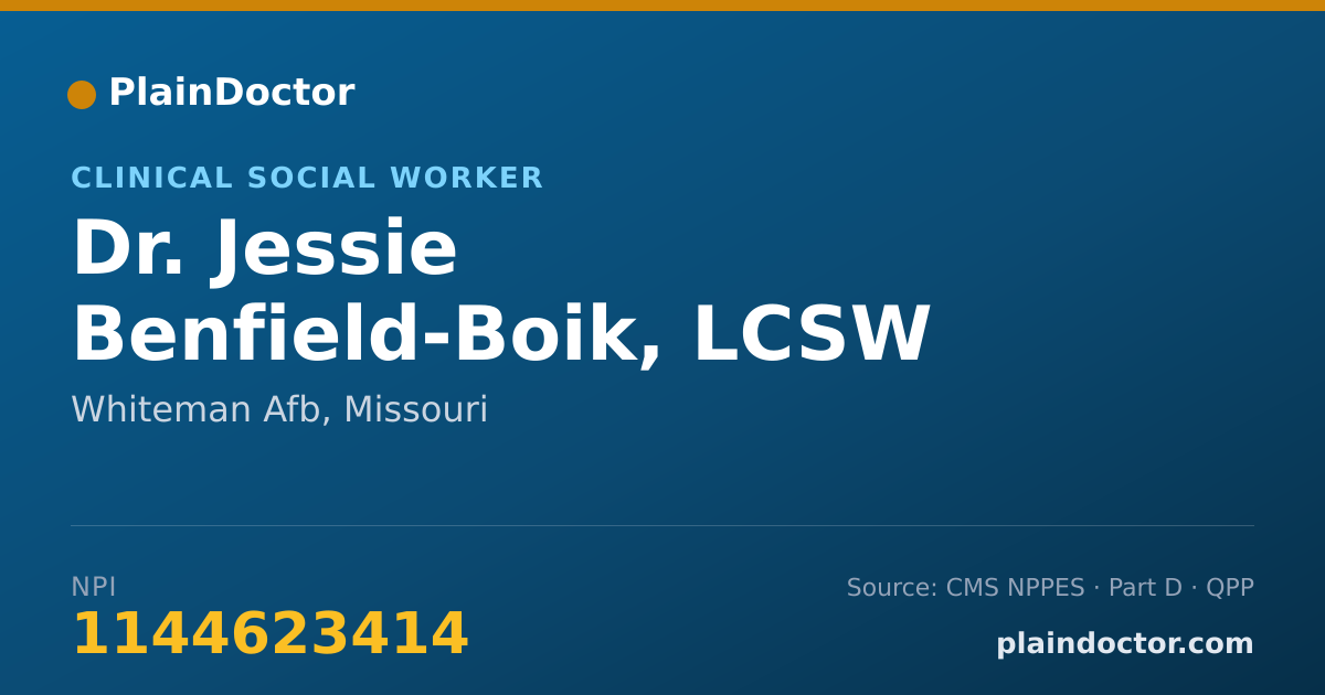 Shareable card for Jessie Benfield-Boik, LCSW - Clinical Social Worker, Whiteman Afb, MO