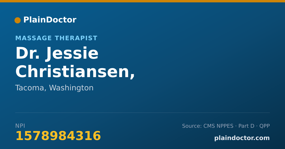 Shareable card for Jessie Christiansen, MA60428960 - Massage Therapist, Tacoma, WA