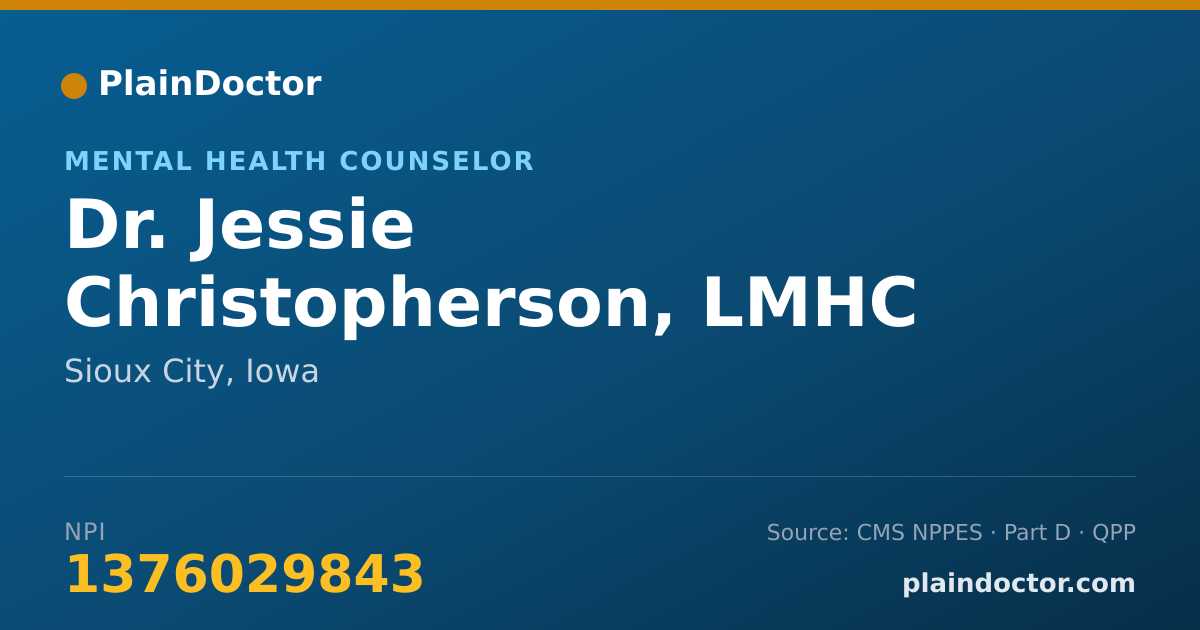 Shareable card for Jessie Christopherson, LMHC - Mental Health Counselor, Sioux City, IA