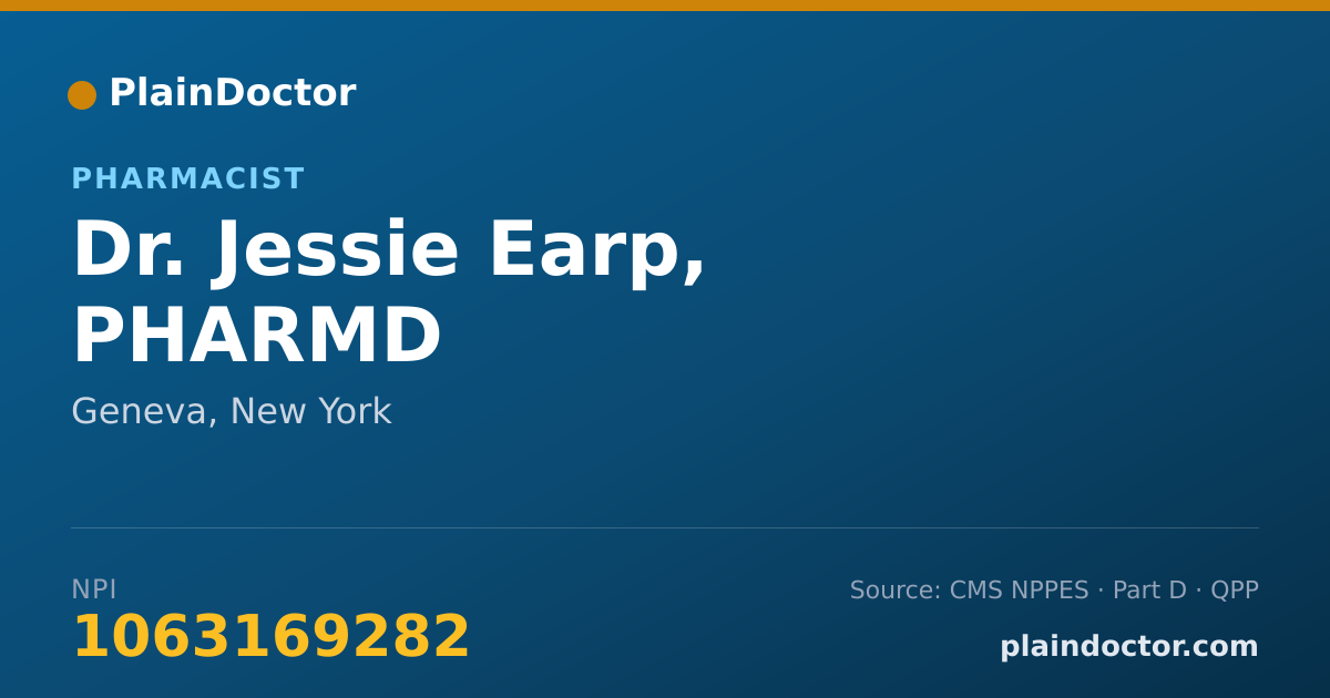 Shareable card for Jessie Earp, PHARMD - Pharmacist, Geneva, NY