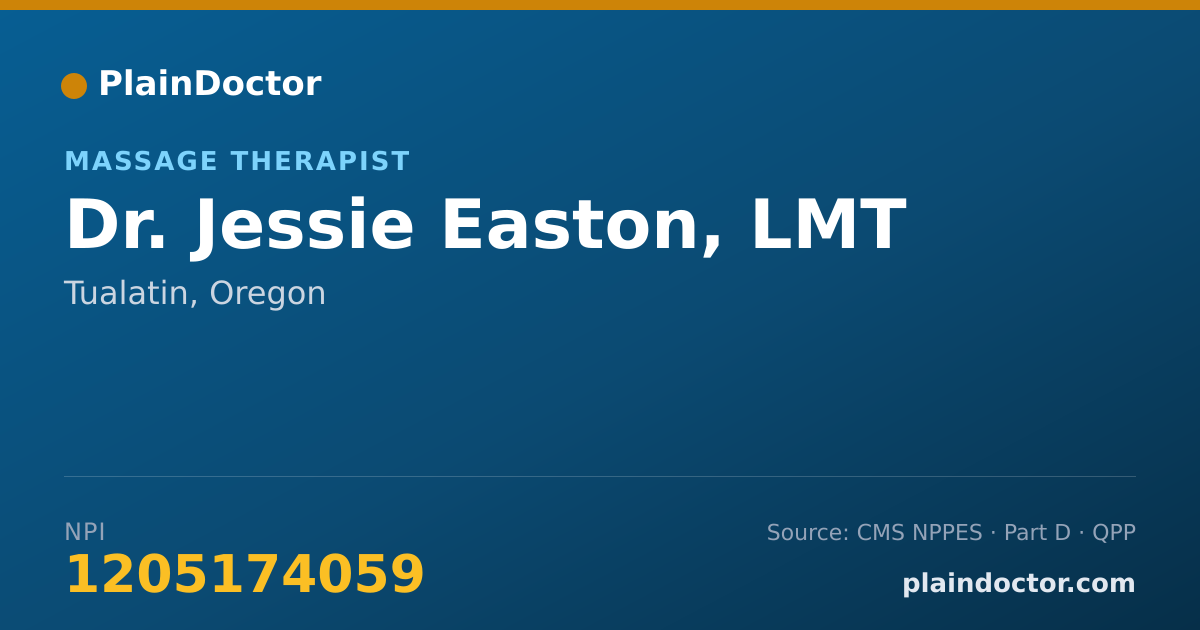 Shareable card for Jessie Easton, LMT - Massage Therapist, Tualatin, OR