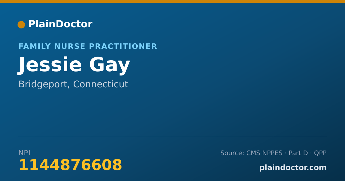 Shareable card for Jessie Gay - Family Nurse Practitioner, Bridgeport, CT