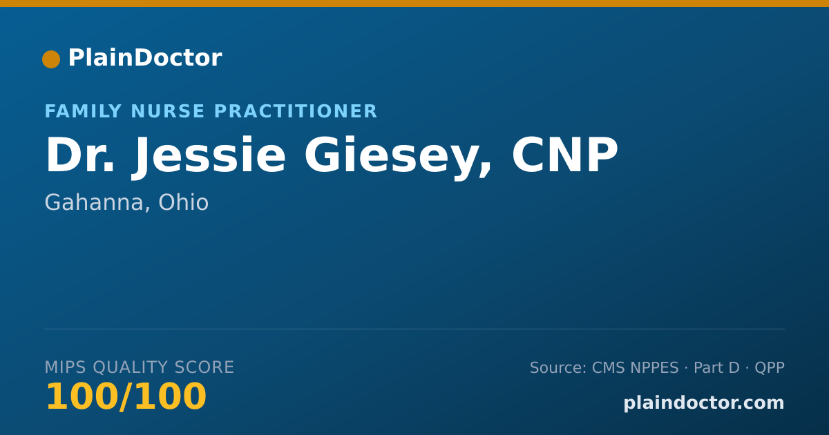 Shareable card for Jessie Giesey, CNP - Family Nurse Practitioner, Gahanna, OH