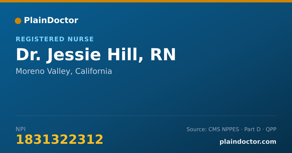 Shareable card for Jessie Hill, RN - Registered Nurse, Moreno Valley, CA