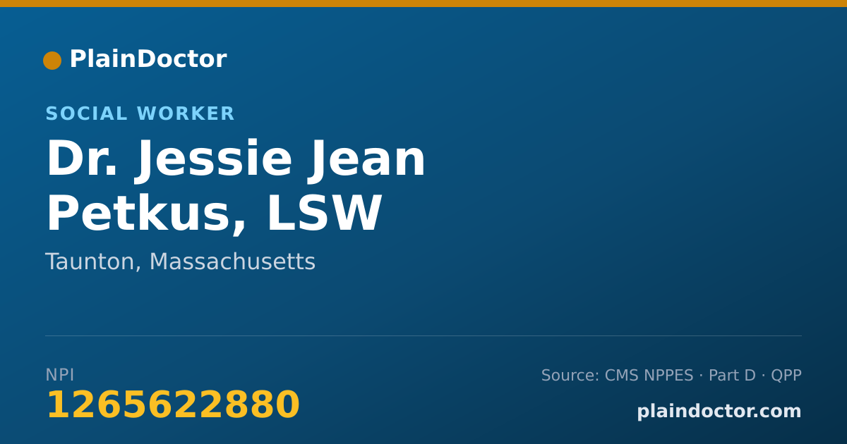 Shareable card for Jessie Jean Petkus, LSW - Social Worker, Taunton, MA