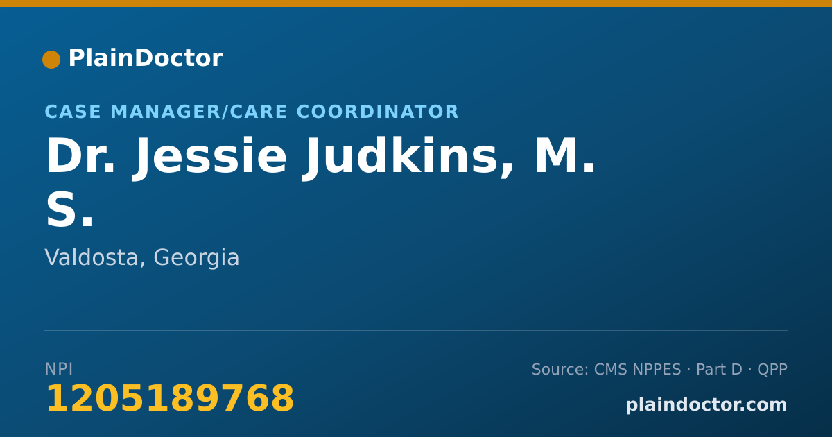 Shareable card for Jessie Judkins, M. S. - Case Manager/Care Coordinator, Valdosta, GA