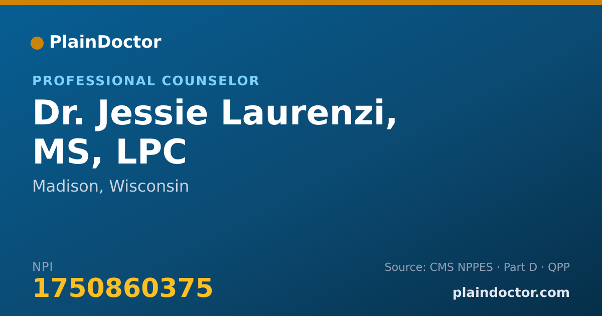 Shareable card for Jessie Laurenzi, MS, LPC - Professional Counselor, Madison, WI