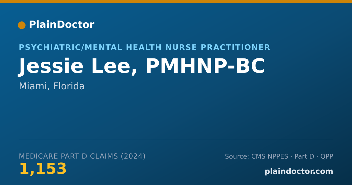 Shareable card for Jessie Lee, PMHNP-BC - Psychiatric/Mental Health Nurse Practitioner, Miami, FL