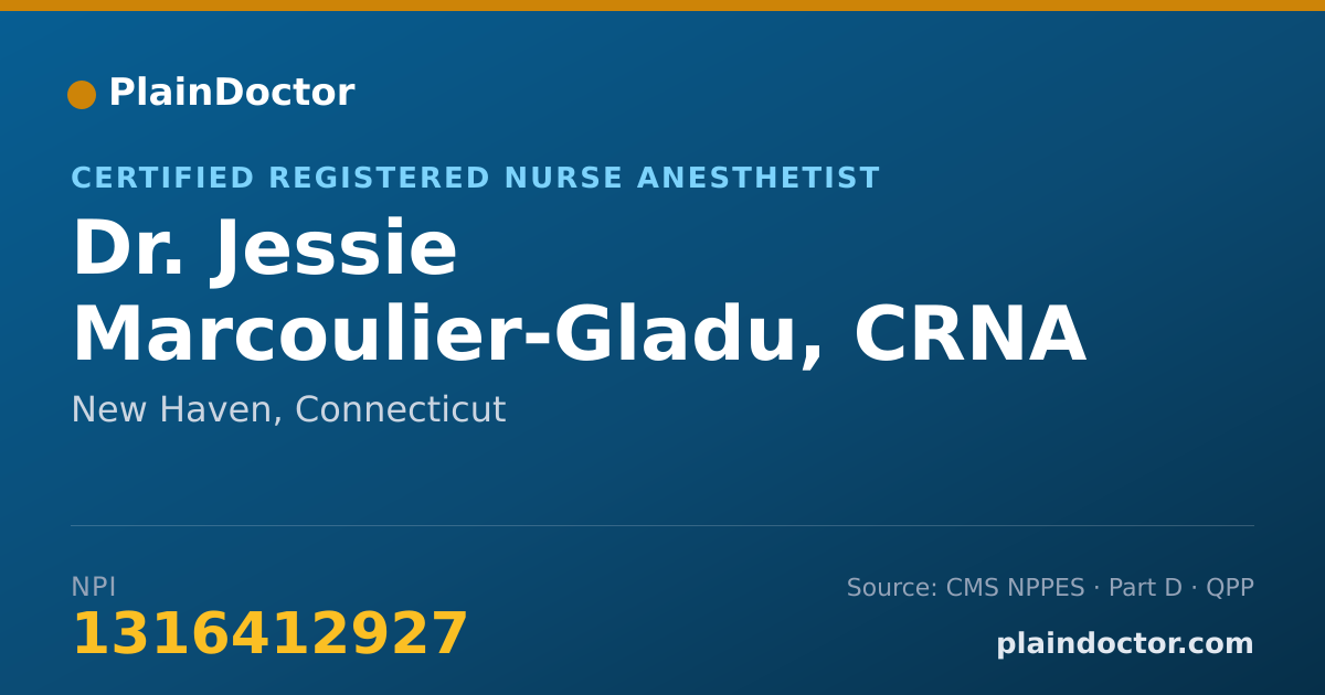 Shareable card for Jessie Marcoulier-Gladu, CRNA - Certified Registered Nurse Anesthetist, New Haven, CT