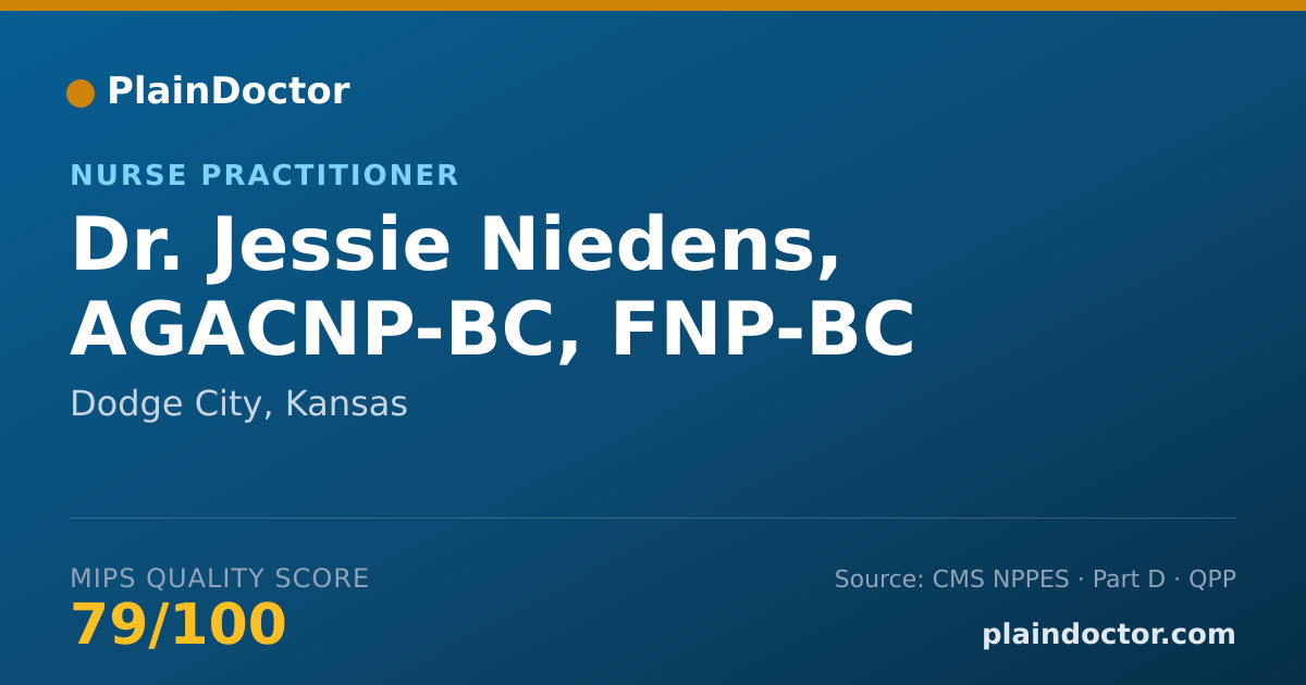 Shareable card for Jessie Niedens, AGACNP-BC, FNP-BC - Nurse Practitioner, Dodge City, KS