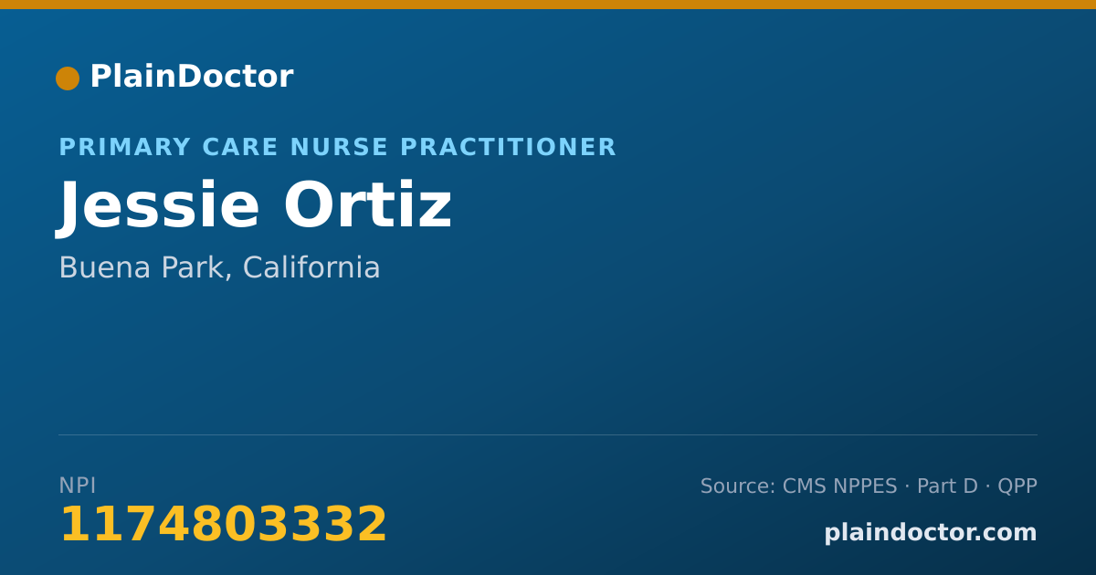 Shareable card for Jessie Ortiz - Primary Care Nurse Practitioner, Buena Park, CA