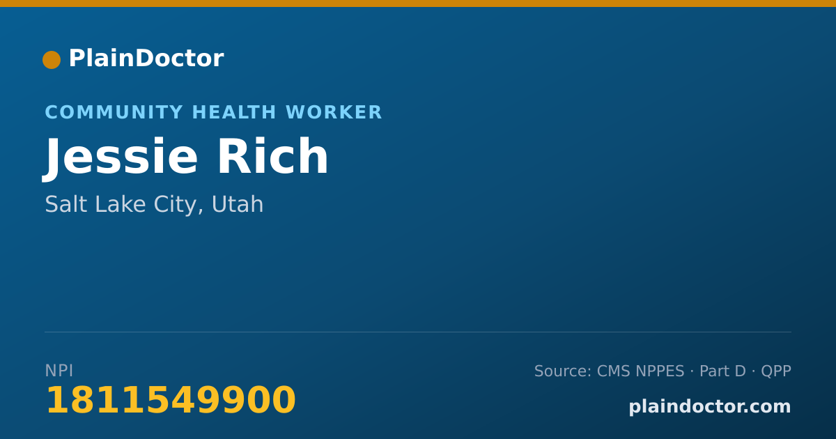 Shareable card for Jessie Rich - Community Health Worker, Salt Lake City, UT