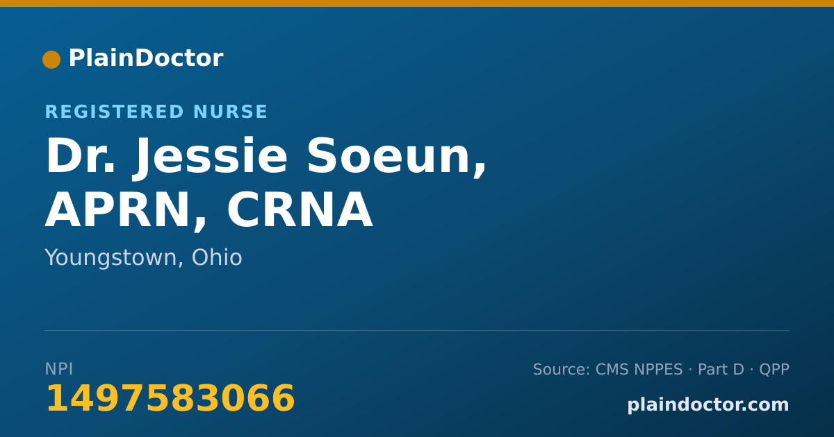 Shareable card for Jessie Soeun, APRN, CRNA - Registered Nurse, Youngstown, OH