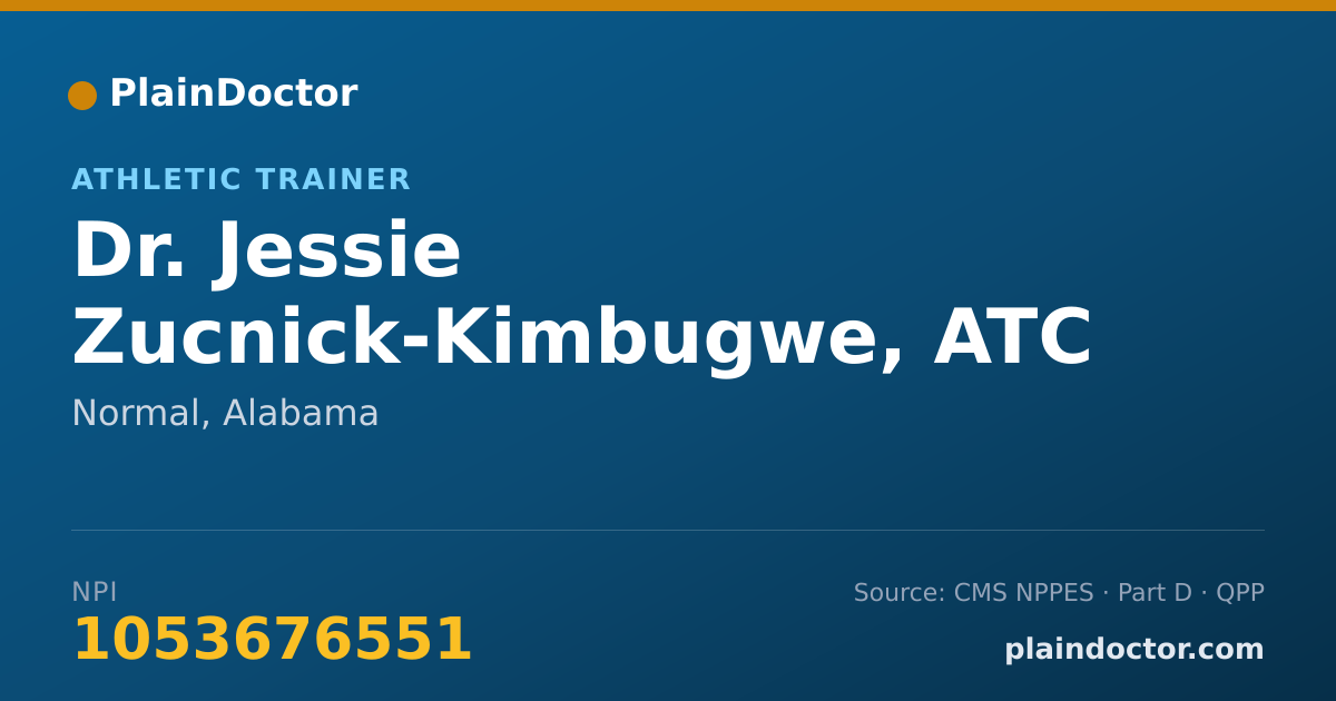 Shareable card for Jessie Zucnick-Kimbugwe, ATC - Athletic Trainer, Normal, AL