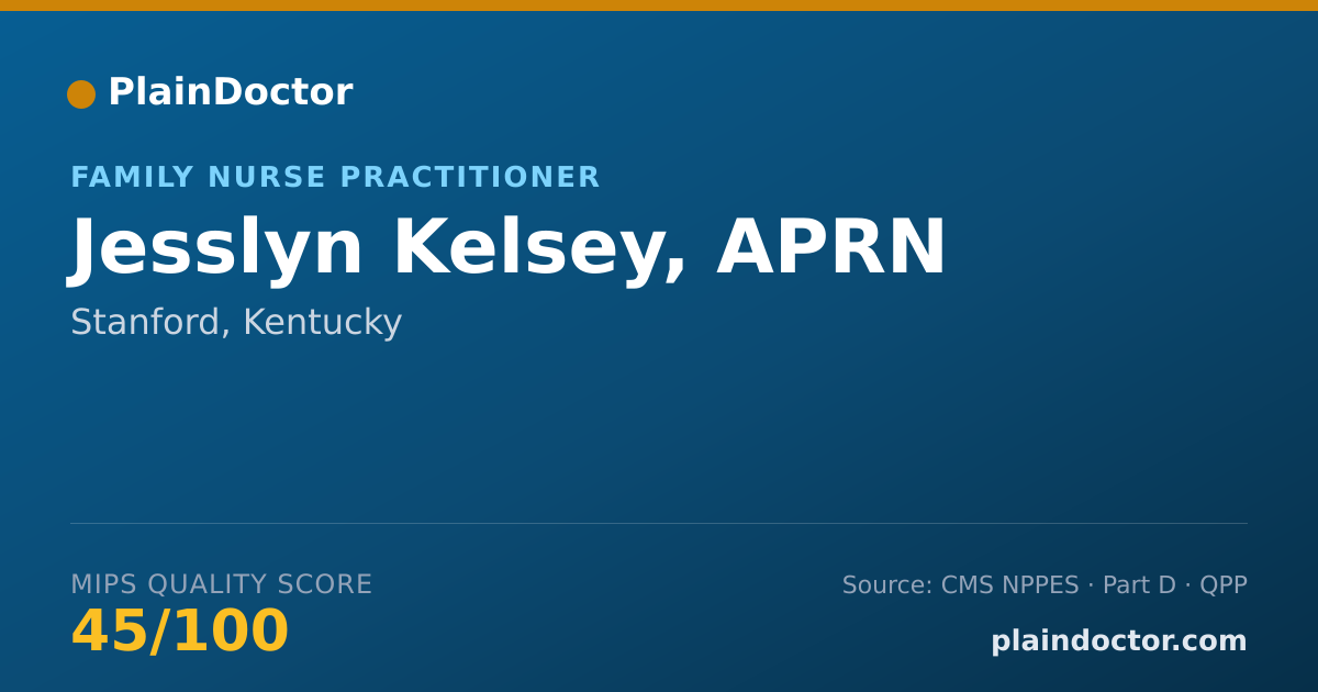 Shareable card for Jesslyn Kelsey, APRN - Family Nurse Practitioner, Stanford, KY