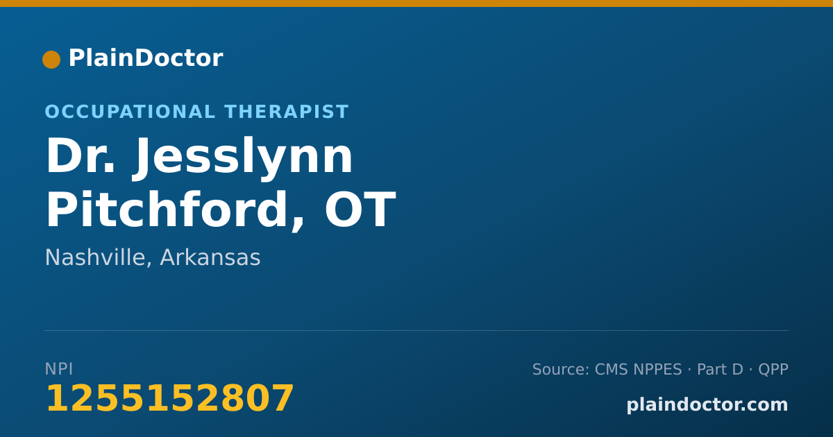 Shareable card for Jesslynn Pitchford, OT - Occupational Therapist, Nashville, AR