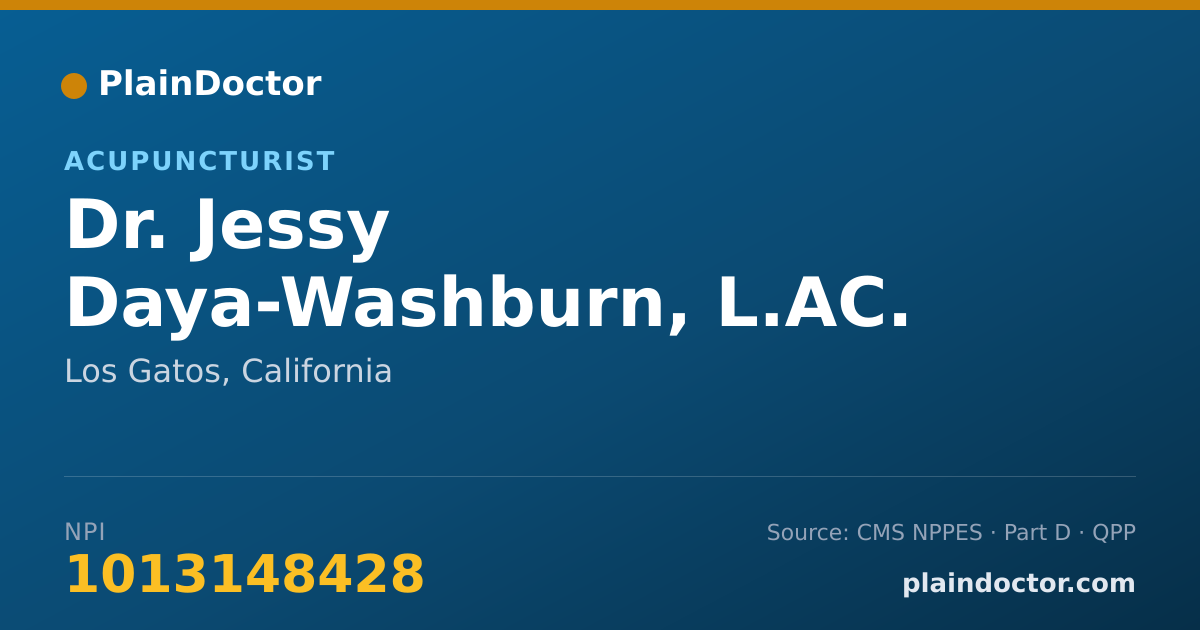 Shareable card for Jessy Daya-Washburn, L.AC. - Acupuncturist, Los Gatos, CA
