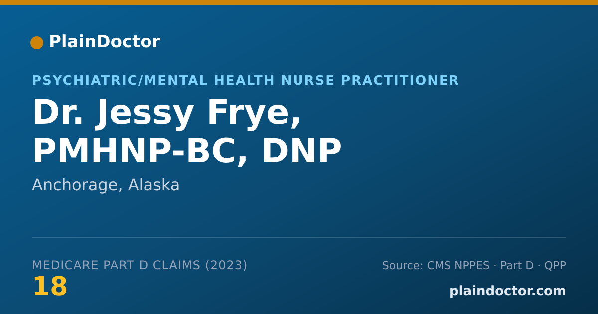 Shareable card for Jessy Frye, PMHNP-BC, DNP - Psychiatric/Mental Health Nurse Practitioner, Anchorage, AK