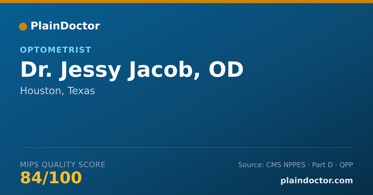 Shareable card for Jessy Jacob, OD - Optometrist, Houston, TX