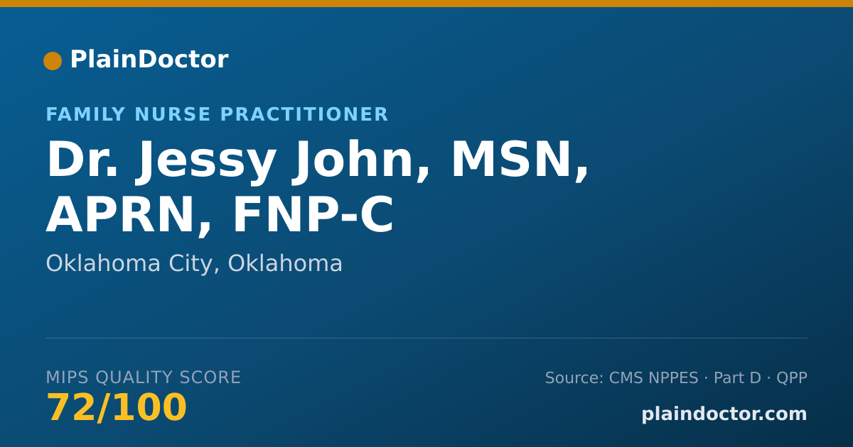 Shareable card for Jessy John, MSN, APRN, FNP-C - Family Nurse Practitioner, Oklahoma City, OK