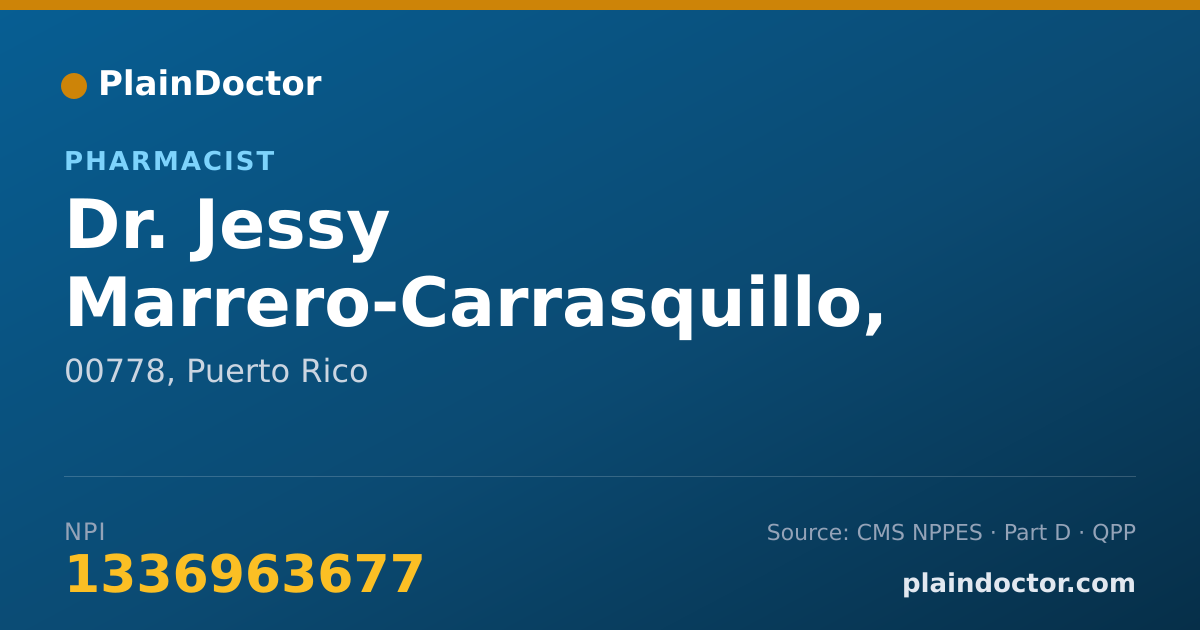 Shareable card for Jessy Marrero-Carrasquillo, PHARMD - Pharmacist, 00778, PR
